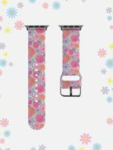 色彩缤纷的春季花卉硅胶表带，兼容 38mm 40mm 41mm 42mm 44mm 45mm 49mm，适用于 Series Ultra/S11/S10/SE/8/7/6/5/4/3/2/1 - 彩色 - 查看 8