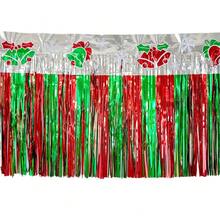 1pc 3m Red & Green Beaded Curtain Tassel Backdrop Decor, Large Party Background Cloth, For Christmas Party Supplies And Decorations - Multicolor - View 7