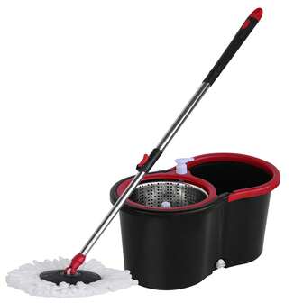 Trapeador Magico Mop Giratorio 360° con lmicrofibra absorbente, Mopa con exprimidor y cubeta para la limpieza del hogar, Sistema de limpieza de suelos giratorio para el hogar y la oficina. Súper absorbente, fuerte adsorción, limpia fácilmente polvo y manchas rebeldes.