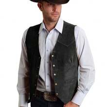 Gilet de costume pour hommes avec boutons métalliques, gilet classique, vêtements pour hommes - Noir - Voir 2