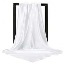 Lastclream Chiffon Square Neck Scarves For Women Handkerchief Retro Satin Ribbon Scarf For Hair Wrapping 23.6inch 26inch,23.6inchRibbon-White - 23.6吋絲帶-白色 - 查看 4