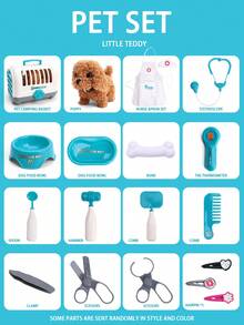 毛绒小狗互动电子玩偶，走路、吠叫、摇尾巴、医疗游戏套装、儿童伴侣动物玩偶