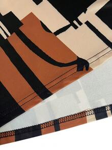 Plus Size Pocket All Over Print Summer Dress Vacation Casual Daily Wear Spring Summer Outfits Sleeveless Geometric Print Long Dress - Tan - View 7