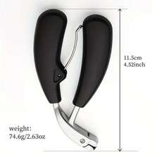 1pc Thick Toenail Clipper With Wide Opening, Triple Blades, Anti-Splash, Suitable For Elderly, Men With Thick Nails, Ingrown Toenails, Long Handle With Curved Blade - Black - View 4