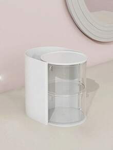 Rotating Multi-Layer Cosmetic Storage Box, Transparent Dust-Proof Makeup Tool Storage Box, Exquisite Makeup Sponge Storage Box, Desktop Makeup Organizer, Cosmetic Box, Powder Puff Storage Box, Jewelry Storage Box, Hair Accessory Storage Box, Makeup Brush Storage Box,Room Decor - Multicolor - View 9