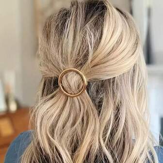 2pcs Golden And Silver Elegant Round Hair Clip - Durable Golden Hair Accessory For Women & Men, Secure Hold For Casual & Formal Occasions, Classic Design, Polished Finish