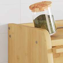 1 caja de pan de bambú acrílico con tapa - Organizador de almacenamiento de cocina a prueba de polvo para snacks, especias y cosméticos, organizador compacto para encimera o cama, diseño para alimentos, organizadores y almacenamiento de cocina, organizador de dormitorio, acabado natural, textura de madera - Color de la madera - Ver 6