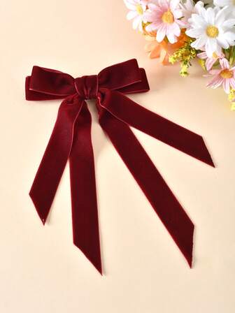 2pcs/1pc Velvet Bow Hair Clips, Cute Barrettes Hair Accessories For Girls, Autumn/Winter
