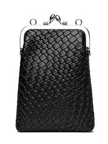 LUYIAIXI Bolso de hombro/cruzado de cuero tejido con cadena, elegante bolso de mano pequeño para uso diario, modelo 2026