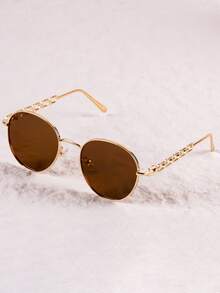 金属链圆形时尚眼镜 - 时尚高端街头风女款眼镜 - 彩色 - 查看 8