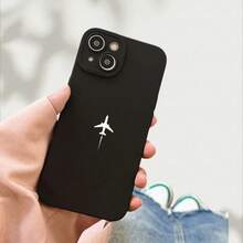 Simple White Airplane Pattern Eye Mobile Phone Case Suitable For IPhone16 15 14 13 12 11 XS XR X 7 8 12/13 Mini Plus Pro Max SE Birthday/Valentine's Day/Gifts For Boyfriend/Girlfriend,Suitable For IPhone 17 Air - 黑色 - 查看 3