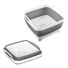 TYUI Dishpan For Washing Dishes Collapsible Portable Washing Basin With Drain Plug Carry Handles Large Capacity Multiuse Sink Tub Kitchen Storage Tray For RV Outdoor Camping - như hình ảnh - Xem 1