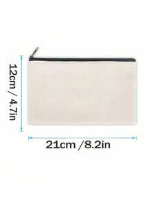 5/10个装米色空白帆布拉链袋 - 多功能DIY手工、化妆品和铅笔收纳袋，适合旅行和收纳，手工收纳 | 简约设计 | 拉链袋，用于存放化妆品、洗漱用品和文具，白色带黑色拉链，洗漱包