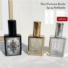 1pc 15ml Refillable Glass Perfume Bottle Spray - Elegant Black, Gold Or Silver Glass Design, Travel Friendly Mini Container, Suitable For Perfume And Essential Oil, Refillable Container | Elegant Design | Durable Glass, Perfume Bottle - Multicolor - View 6