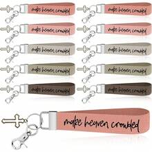 10 Pcs Christmas Keychains For Women Christian Teacher Appreciation Gifts Make Heaven Crowded Cross Keychain Wrist Lanyards For Keys Jesus Religious Cotton Woven WristletsChristmas - 1 - 查看 8