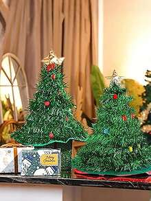 1 件圣诞树帽 - 节日派对必备耐用塑料节日照片道具可手洗无羽毛趣味复活节和圣诞节礼物 - 綠色 - 查看 7