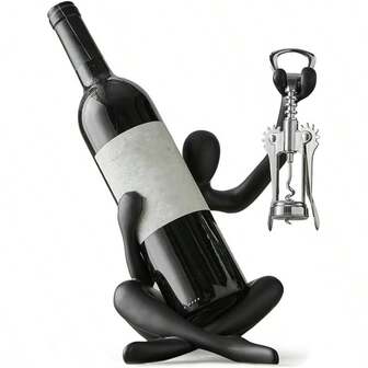 Thinker Statue Wine Rack Modern Art Deco Bottle Rack Black