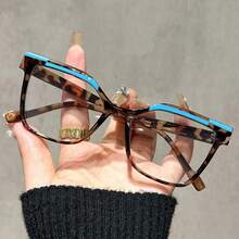 Gafas de lectura de color rectangulares+empalmadas, gafas de textura neutra de alta gama, anti luz azul, se pueden usar como gafas de lectura - Azul - Ver 8