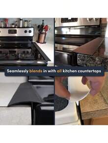 1/2PCS Easy To Clean Silicone Stovetop Gap Cover, Kitchen Countertop Gap Filler, Heat Resistant Oven Gap Filler, Suitable For Kitchen, Dining Room, Kitchen Essential - Black - View 3