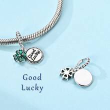 925 Sterling Silber Glücksklee Anhänger, kompatibel mit Original Armband & Halskette, Irischer Segen DIY Schmuckgeschenk, für alle geeignet (Glücksbringer) - Silber - Übersicht 3