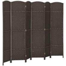 HOMCOM 6-Piece Room Divider, Foldable Privacy Screen, Privacy Wall For Living Room, Bedroom, Home Office, Brown - 1 - View 6