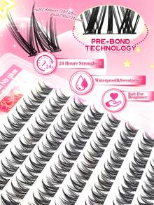 100PCS Lashes Clusters, D Curl ,3D Mink Effect ,Glue-Free False Eyelashes,Individual Lashes Creates Puppy-Dog Eyes Effect Cluster Lashes With Thin Invisible Bands For Cosplay Home DIY Lash Extension Kit For Beginners (Home/Travel/Party Use) Western-Style Glamorous Volume - D - 查看 5