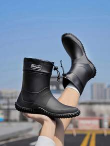 Men's Rain Boots, Rubber Boots, PVC Unique Design, Comfortable And Lightweight, Suitable For Work, Muddy Environments, Wear-Resistant, Suitable For Farming, Gardening, Fishing And Other Water Activities - Black - View 4