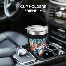 Dolphins Football Team Gift For Men Dad Grandpa Husband Funny 20Oz Stainless Steel Tumbler Cup Man, Car Lovers Travel With Christmas Gifts Made In USA   Sports Coffee Mug,Stainless Steel,Insulated,Classic Collection Fans - 白色 - 查看 8