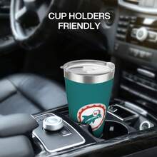 Dolphins Football Team Gift For Men Dad Grandpa Husband Funny 20Oz Stainless Steel Tumbler Cup Man, Car Lovers Travel With Christmas Gifts Made In USA   Sports Coffee Mug,Stainless Steel,Insulated,Classic Collection Fans - 白色 - 查看 8