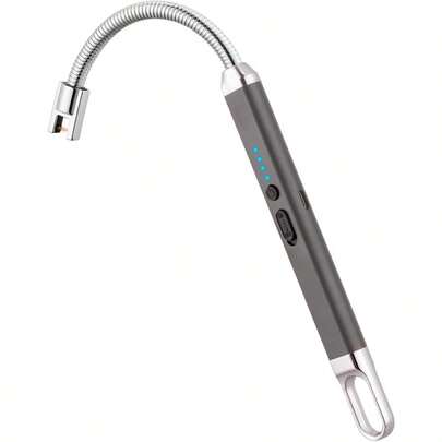 MEIRUBY Lighter Electric Candle Lighter Birthday Women's Day Gifts For Women Mom Wife Men Long Electronic Rechargeable USB Lighter Arc Windproof Flameless Lighters For Candle Camping BBQ Gray