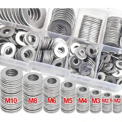 不锈钢垫圈套装 - 抛光 O 型圈紧固件，易于安装，经久耐用，适用于 DIY、机械和电子项目，包含便捷安装工具、垫圈、垫片和小五金工具