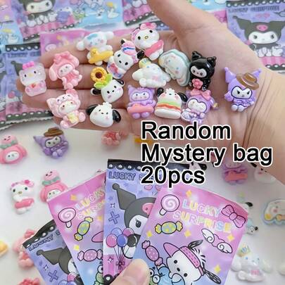 20/10 st Sanrio Mystery Bag söta resin-DIY-tillbehör, individuellt förpackade - lämpliga för hantverk, anteckningsböcker, muggar, telefonfodral, skoluniformstillbehör för flickor