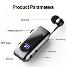 K55 夹式商务蓝牙 5.2 耳机，20 小时通话/音乐播放时间，LED 数字显示屏，降噪无线耳机 - 彩色 - 查看 5