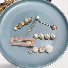 GSYY Meha 20 PCS Pearls Hair Cls Fashion An Style Acrylic ResinHairpins/ Barrettes For Wen And Ladies Girls Headwear Styling Tools Hair Accessories Bobby Pins - 黑色 - 查看 8