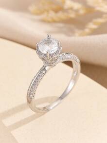 闪亮优雅的极简主义新娘时尚戒指 - 彩色 - 查看 6