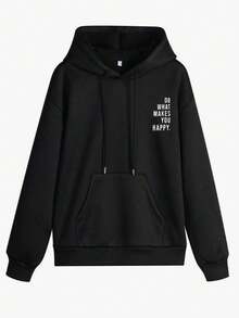 女士时尚秋冬连帽套头衫，柔软舒适的保暖衬里上衣 - 黑色 - 查看 6