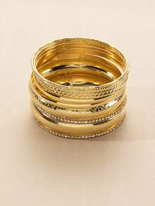 9pcs Rhinestone Decor Bangle