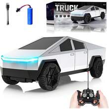 Camión de Juguete Teledirigido para Niños, Coche De Juguete con Mando A Distancia con Luces, Recargable Camión De Juguete, para Niños Regalo Ideal para Niños y Niñas - Plata-A2 - Ver 7