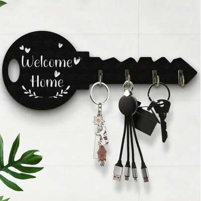 Bohemian-Style Key Rack With Shelf And Hook - Easy To Install, Space-Saving Wall-Mounted Storage Rack For Keys, Jackets, Etc. - Suitable For Entryways, Kitchens, Offices, Key Racks, Porch Keychains.Valentine's Day Gift.