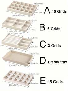 1/5pcs Beige Jewelry Tray, Empty Jewelry Tray, Ring Necklace Storage Tray, Rectangular Jewelry Organizer, Jewelry Display Tray, Drawer Divider Storage Tray, Small Item Storage And Organization Box, Stackable Jewelry Storage Tray, Multi-Function Jewelry Display Plate, Jewelry Tray For Earrings Rings Necklaces Bracelets, Bedroom Vanity Storage Tray, Jewelry Display Organizer - Nhiều màu - Xem 2