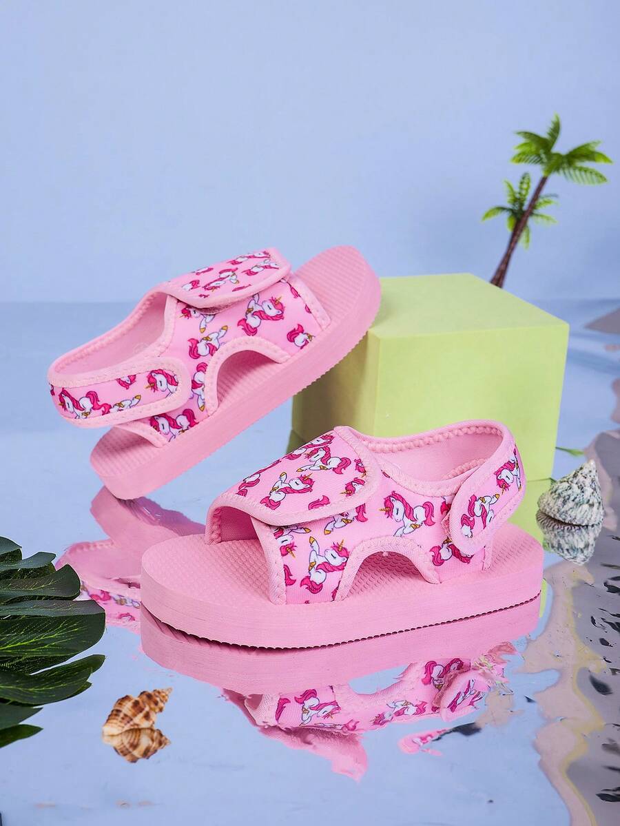 1 Pair Infant Cloth Sandals, Cartoon Design, Cute & Versatile, Suitable For Daily Wear, Travel, Casual, Beach, Soft Fabric Upper, Fit Infant Feet, Lightweight & Quick-Drying - Multicolor - View 1