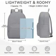 Backpack For Men Women Water Resistant Lightweight Classic School Backpack For Teens Casual Travel Daypack For Sports Hiking - Gray - View 2