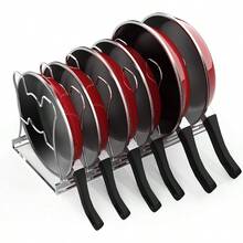 7 Adjustable Compartments Pan and Pot Lid Organizer Rack Holder Chrome - cromo - Ver 5