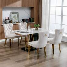 High-End Contemporary Dining Chairs In Solid Wood With Upholstery, Covered In Velvet, Stainless Steel Legs And Rivet Ornaments, Two Chairs Per Set. - Conventional - View 10