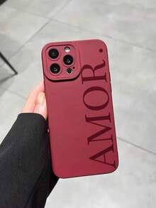 1pc Perforated Edge Letter Printed Thick Shockproof Painted Phone Case, Compatible With IPhone 17pro/17Air /17/17promax16/11/16pro/16plus/16promax/16e/15Promax/13/14/12/XS/XR/7G/8P