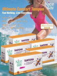 Niceday 16pcs/32pcs/48pcs/64pcs/80pcs/96pcs Super Absorbent Tampon Style Invisible Feminine Hygiene Tampons, Short Tampons Can Be Used For Swimming & Surfing, Replacing Sanitary Pads - White - View 15