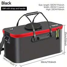 1pc Compact EVA Fishing Gear Bag - Foldable Live Fish Bucket & Tackle Storage With Zipper Closure, Suitable For Outdoor Camping Fishing - Black - View 15