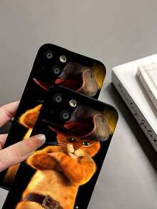 Funda para móvil con diseño de gato aventurero con sombrero. Compatible con teléfonos ,  17,  16 Pro Max,  15 Pro Max,  13 y  12. Fabricada en TPU para una protección eficaz contra golpes y caídas. Un regalo ideal para familiares, amigos, seres queridos, parejas y para Navidad. - Negro - Ver 7