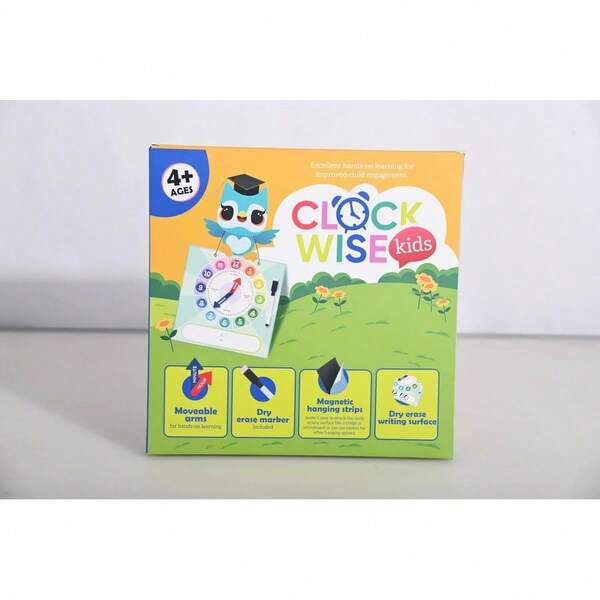 Teaching Clock With Moveable Arms, Dry Erase Surface, Magnetic Hanging Strips, Educational Learning Tool For Time-Tel...