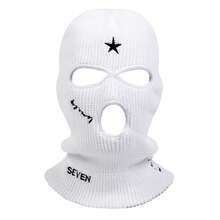 1顶男士SEVEN Ghost Star字母刺绣针织帽，三孔拉法帽，户外休闲帽，适合秋冬季旅行，防风保暖 - 彩色 - 查看 3